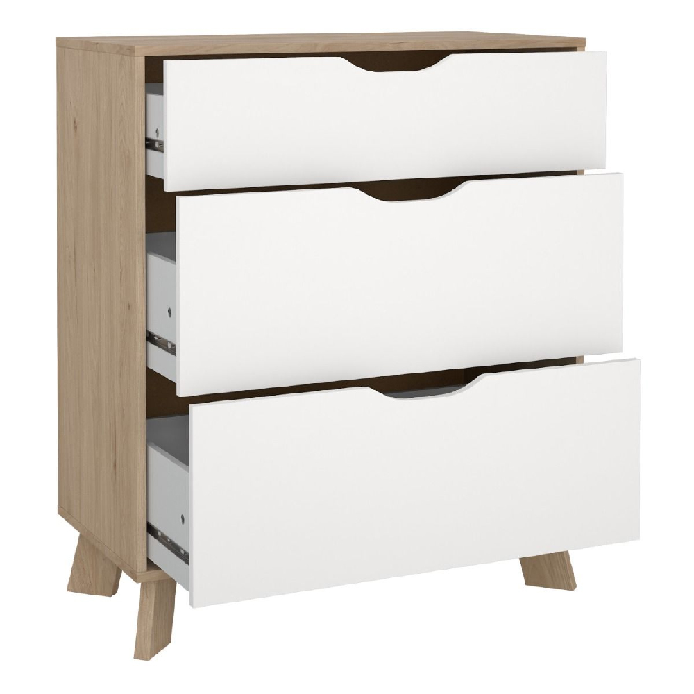 Irvine Wooden Chest Of 3 Drawers In Oak And White