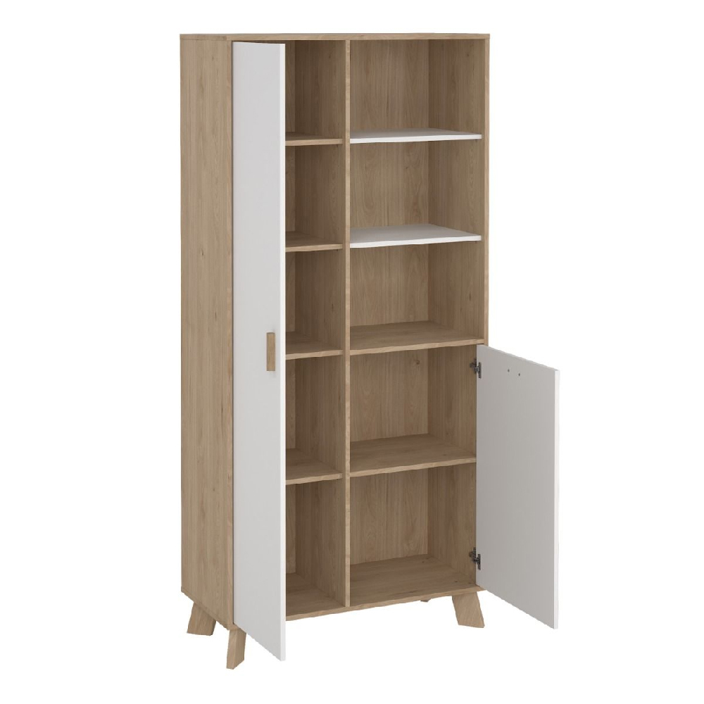 Irvine Wooden Display Cabinet With 2 Doors In Oak And White