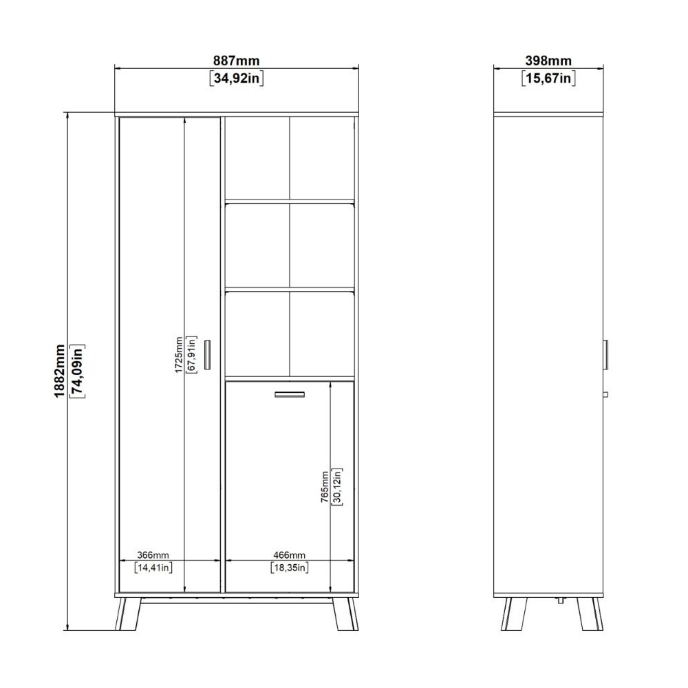 Irvine Wooden Display Cabinet With 2 Doors In Oak And White