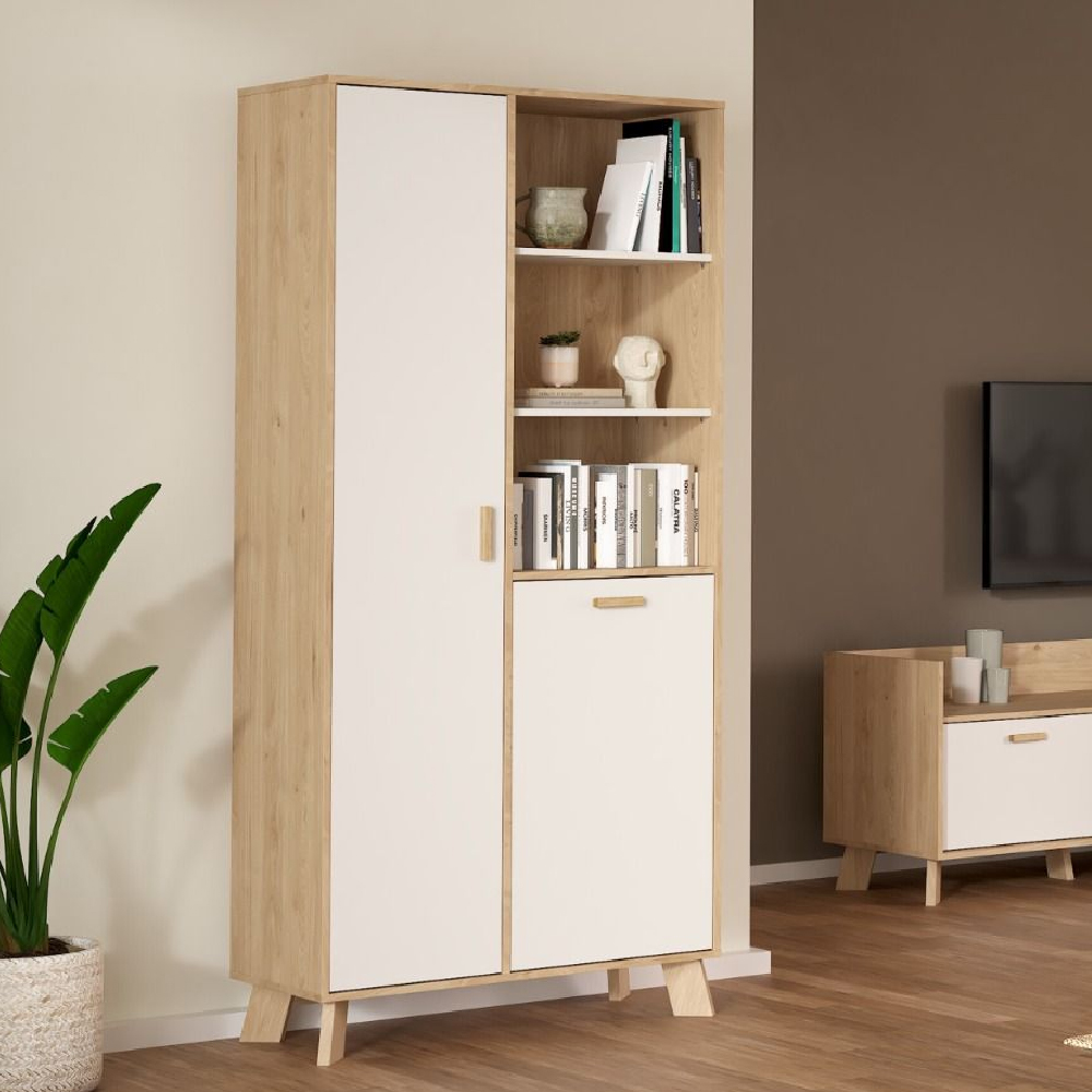 Read more about Irvine wooden display cabinet with 2 doors in oak and white