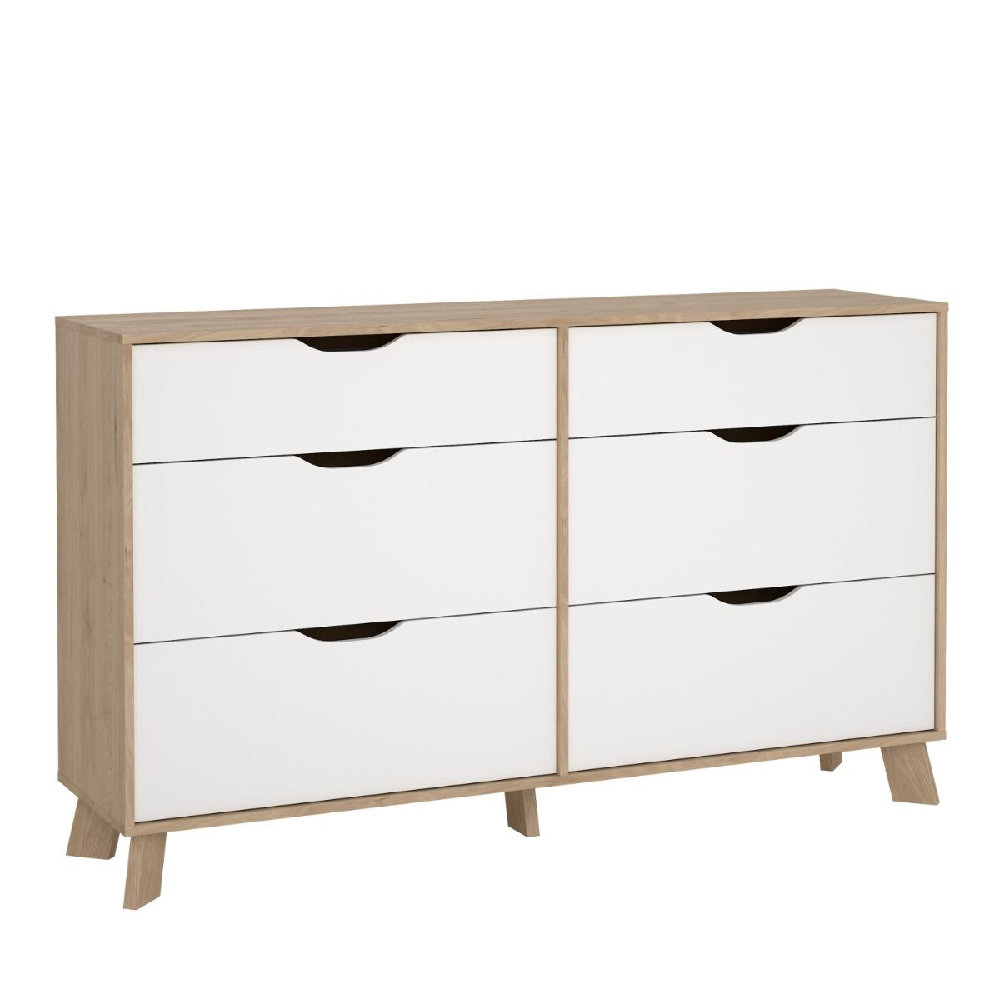 Irvine Wooden Dressing Table With 6 Drawers In Oak And White