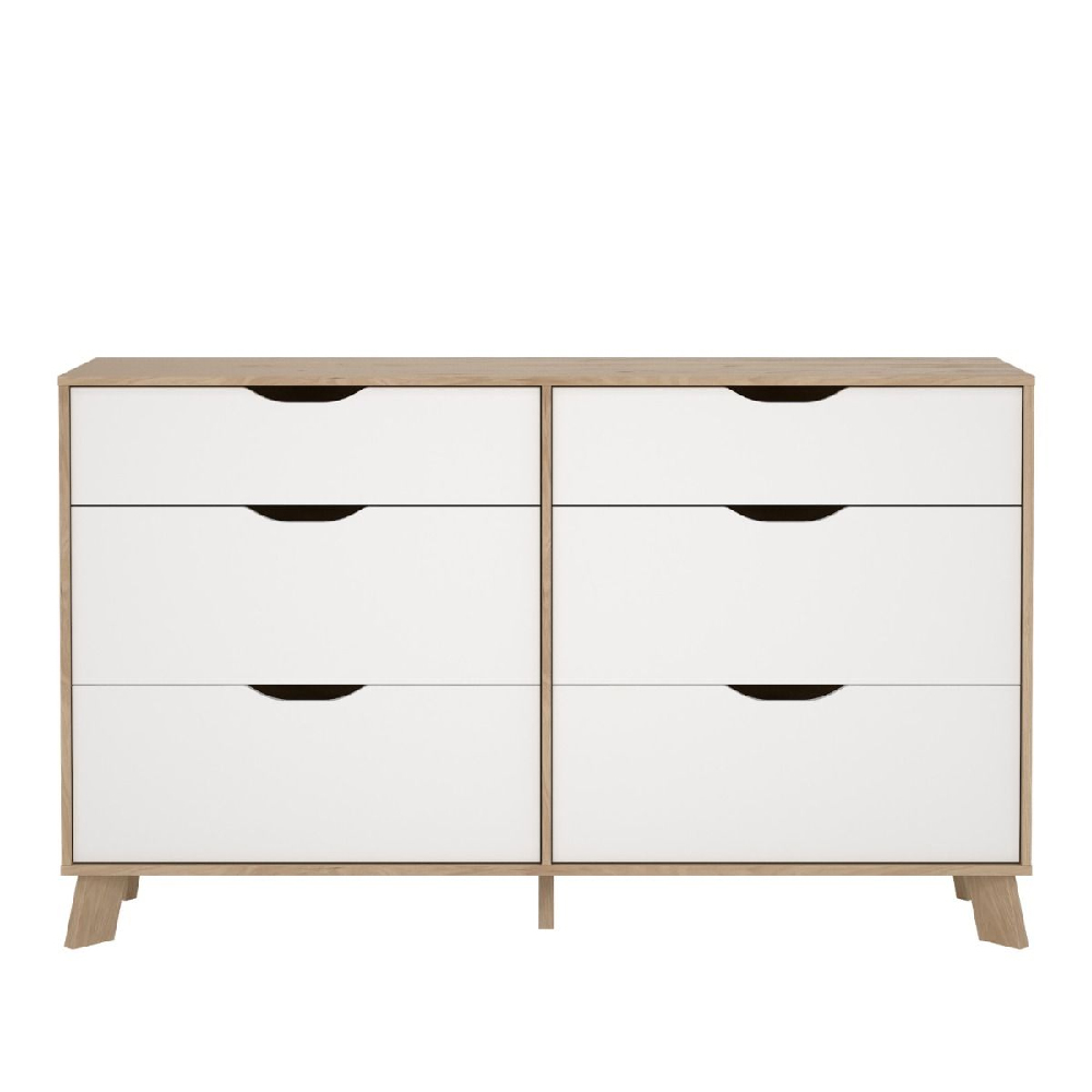 Irvine Wooden Dressing Table With 6 Drawers In Oak And White