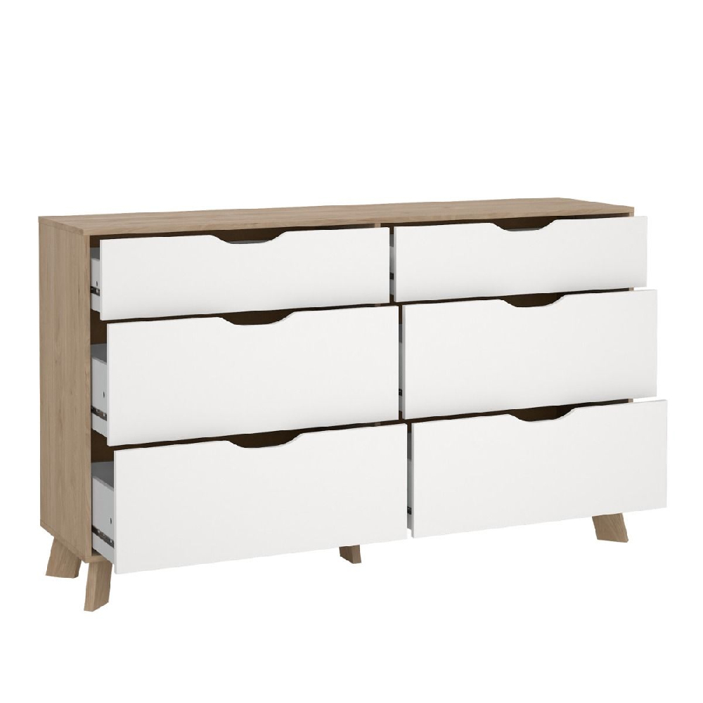 Irvine Wooden Dressing Table With 6 Drawers In Oak And White