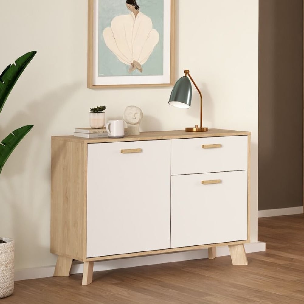 Read more about Irvine wooden sideboard with 2 doors 1 drawer in oak and white