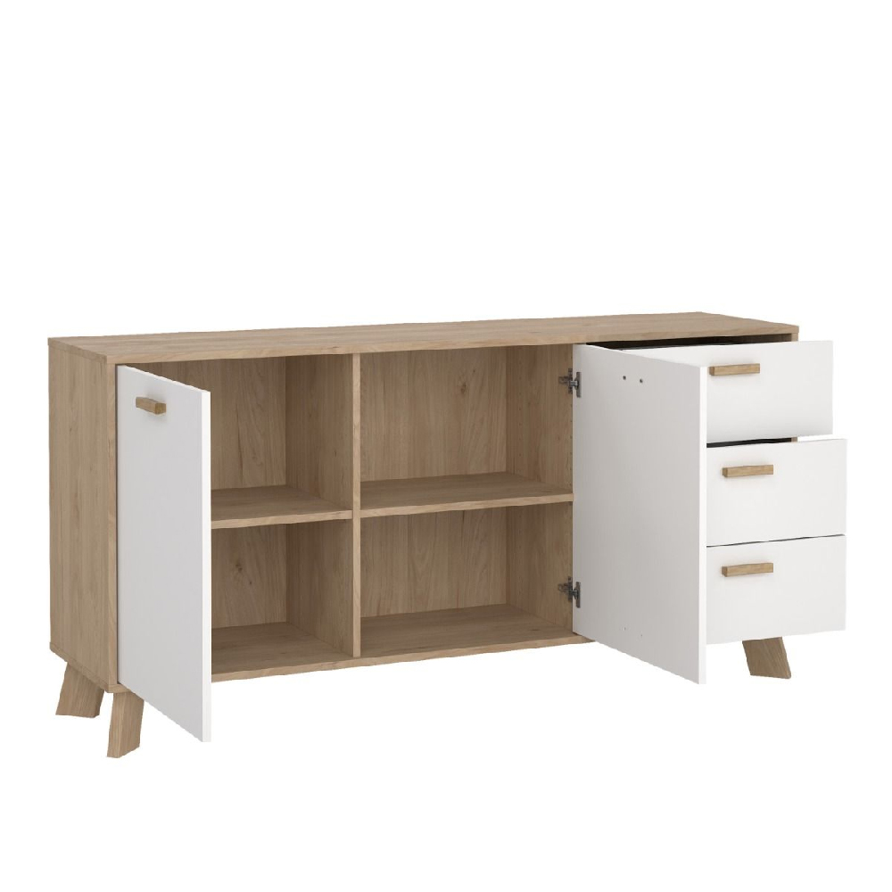 Irvine Wooden Sideboard With 2 Doors 3 Drawers In Oak And White