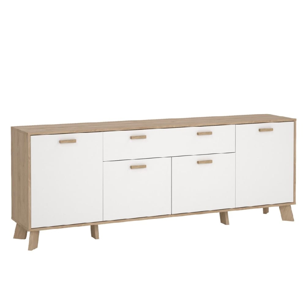 Irvine Wooden Sideboard With 4 Doors 1 Drawer In Oak And White