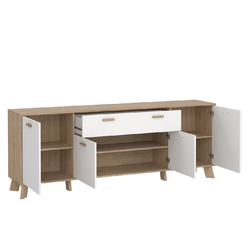 Irvine Wooden Sideboard With 4 Doors 1 Drawer In Oak And White
