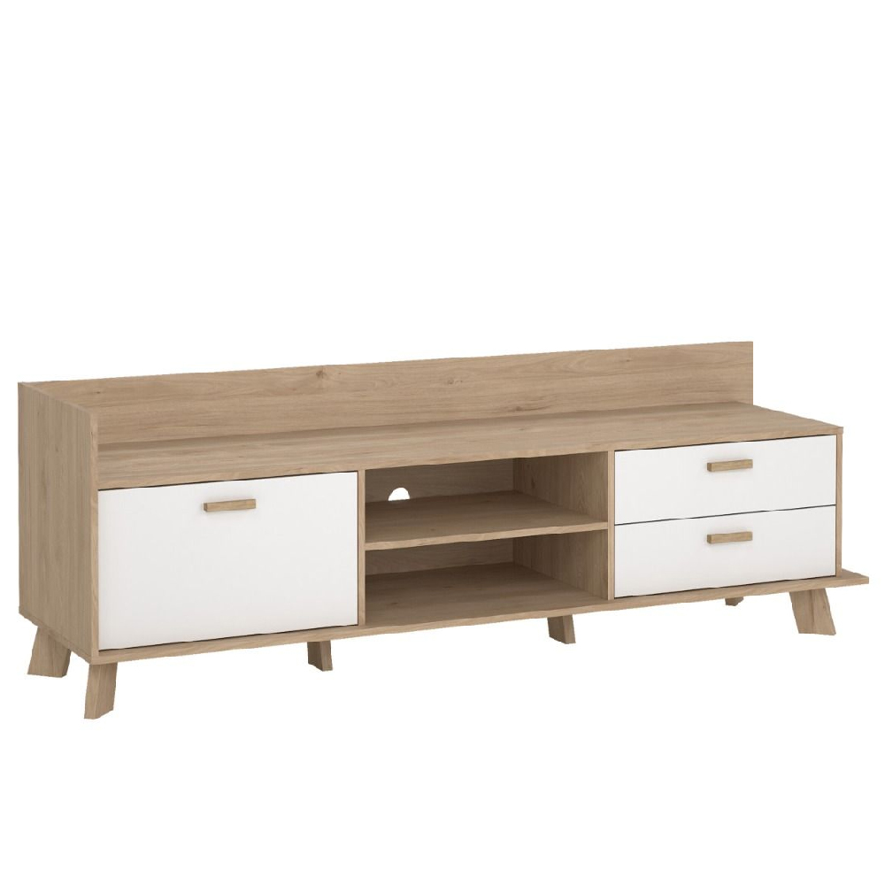 Irvine Wooden TV Stand With 1 Door 2 Drawers In Oak And White