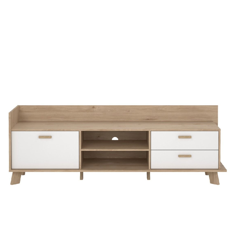 Irvine Wooden TV Stand With 1 Door 2 Drawers In Oak And White