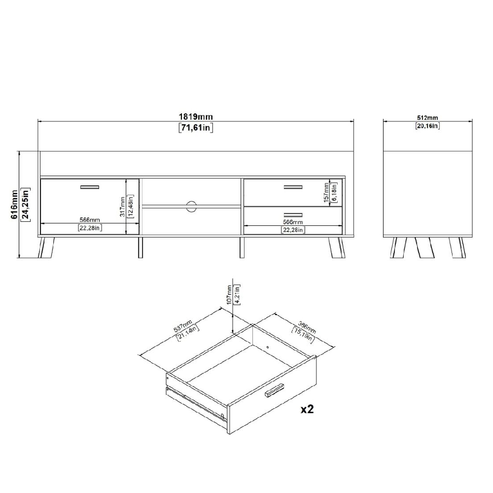 Irvine Wooden TV Stand With 1 Door 2 Drawers In Oak And White