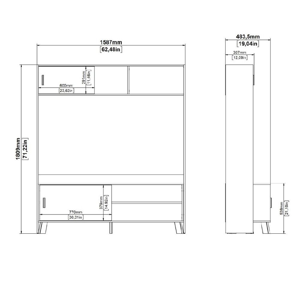 Irvine Wooden TV Stand With 2 Sliding Doors In Oak And White