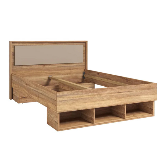 Irving Divan Wooden King Size Bed In Mauvella Oak