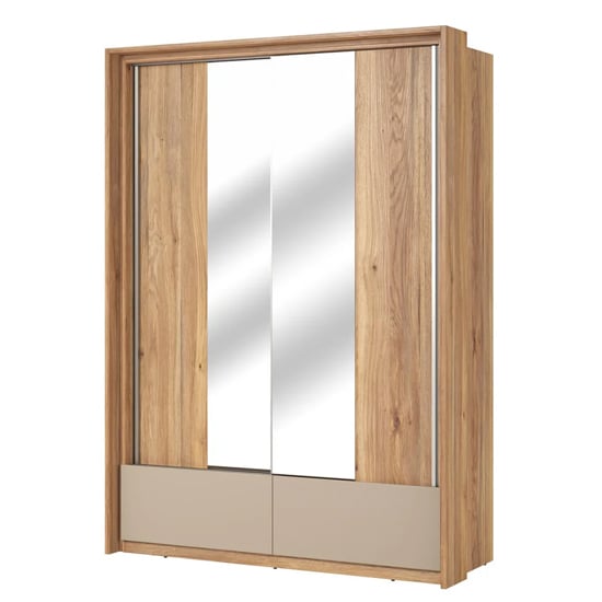 Irving Mirrored Wardrobe With 2 Sliding Doors In Mauvella Oak