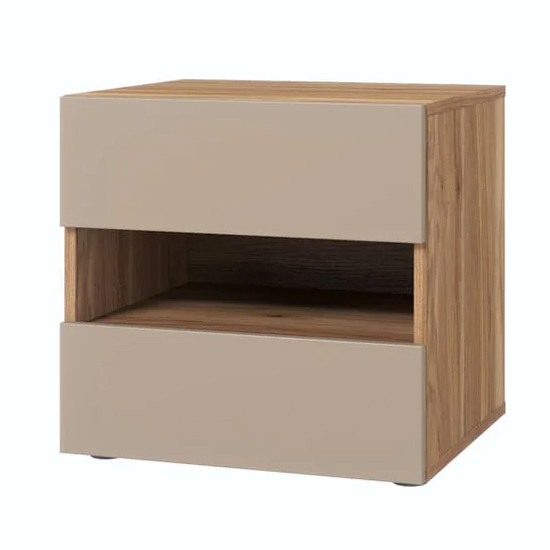 Irving Wooden Bedside Cabinet With 2 Drawers In Mauvella Oak