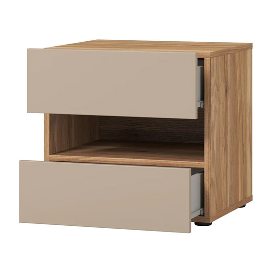 Irving Wooden Bedside Cabinet With 2 Drawers In Mauvella Oak