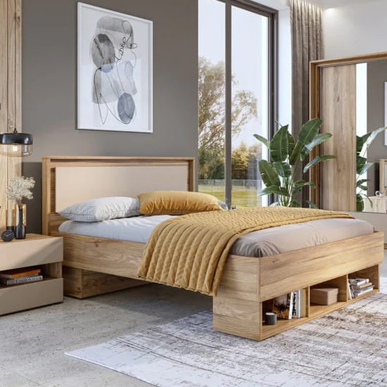Irving Wooden Bedside Cabinet With 2 Drawers In Mauvella Oak
