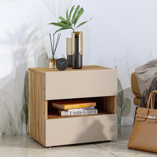 Read more about Irving wooden bedside cabinet with 2 drawers in mauvella oak