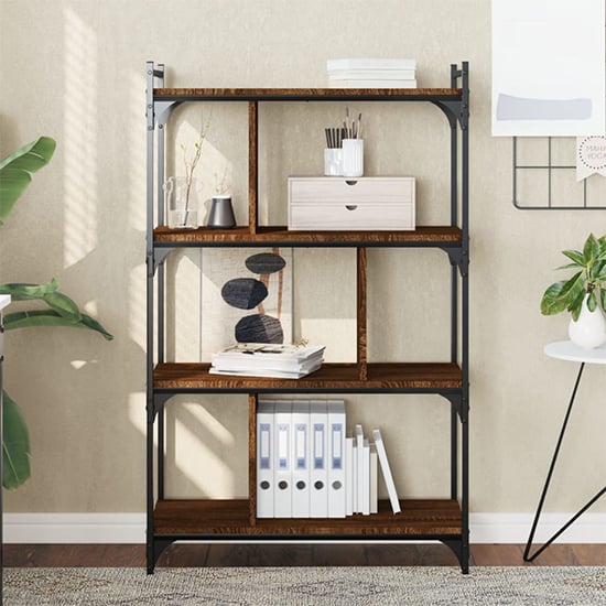 Read more about Irving wooden bookcase with 4-tier in brown oak