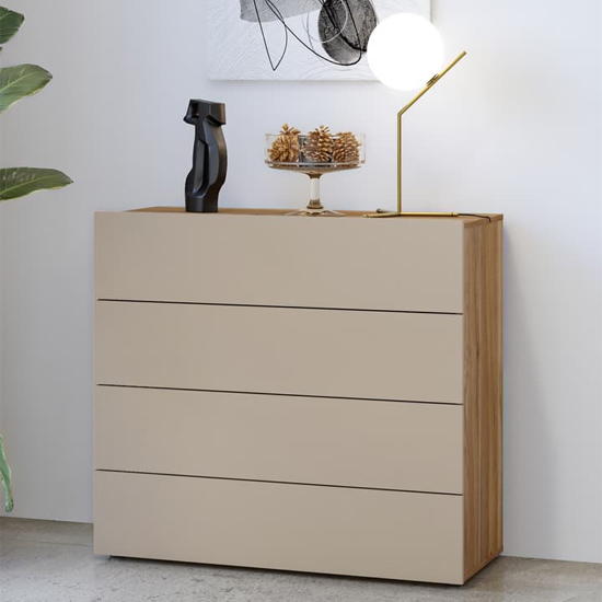 Read more about Irving wooden chest of 4 drawers in mauvella oak