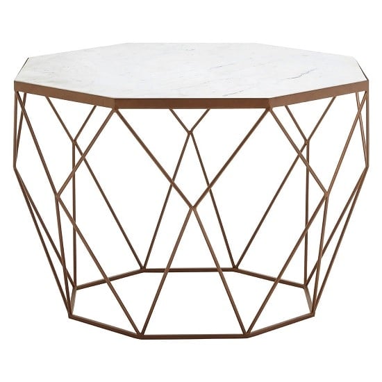 Irwin Octagon Side Table In Marble Top With Gold Iron Frame FiF