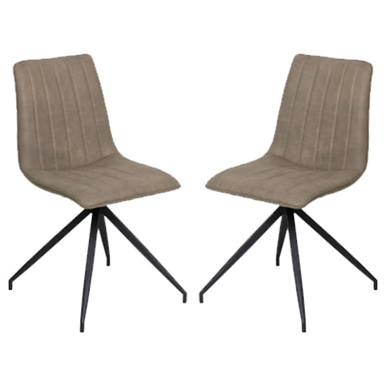 Isaac Taupe Faux Leather Dining Chairs In Pair