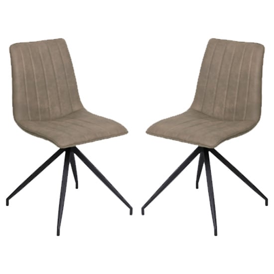 Photo of Isaak taupe pu leather dining chairs with metal legs in pair