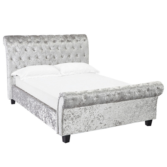 Isabela Crushed Velvet Double Bed In Silver Furniture in Fashion