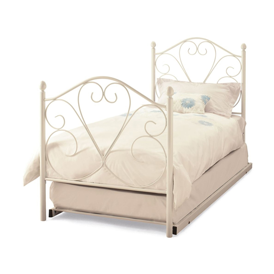 Photo of Isabelle metal single bed with guest bed in white