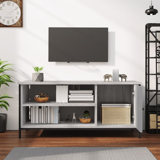 Isabelle Wooden TV Stand With 1 Door 1 Shelf In Grey Sonoma Oak