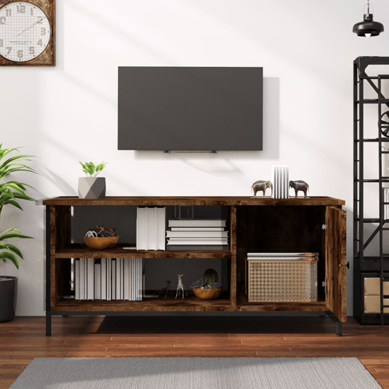 Isabelle Wooden TV Stand With 1 Door 1 Shelf In Smoked Oak