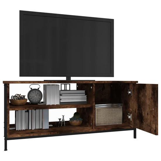 Isabelle Wooden TV Stand With 1 Door 1 Shelf In Smoked Oak