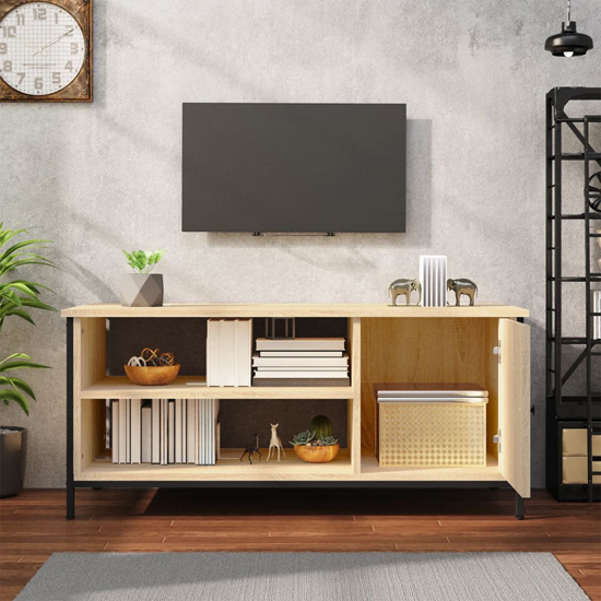 Isabelle Wooden TV Stand With 1 Door 1 Shelf In Sonoma Oak
