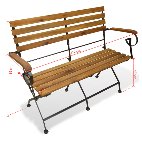 Ishya Wooden Folding Garden Seating Bench In Brown