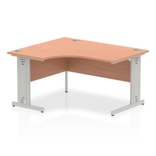 Isle 140cm Beech Left Computer Desk With Silver Managed Leg