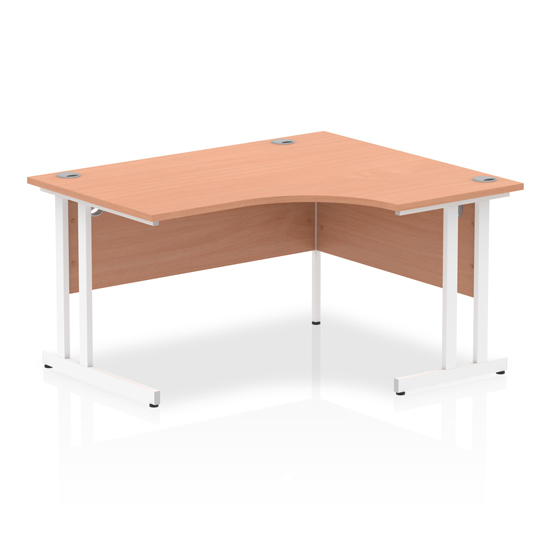 Isle 140cm Beech Right Computer Desk With White Cantilever Leg