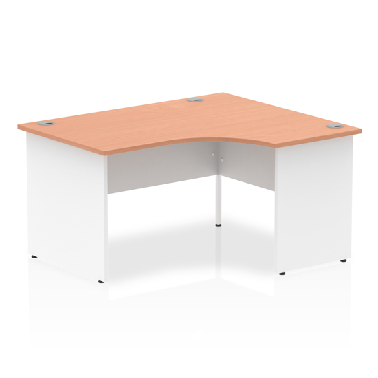 Isle 140cm Beech Right Computer Desk With White Panel End Leg
