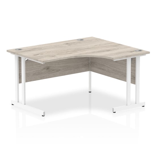 Isle 140cm Grey Right Computer Desk With White Cantilever Leg