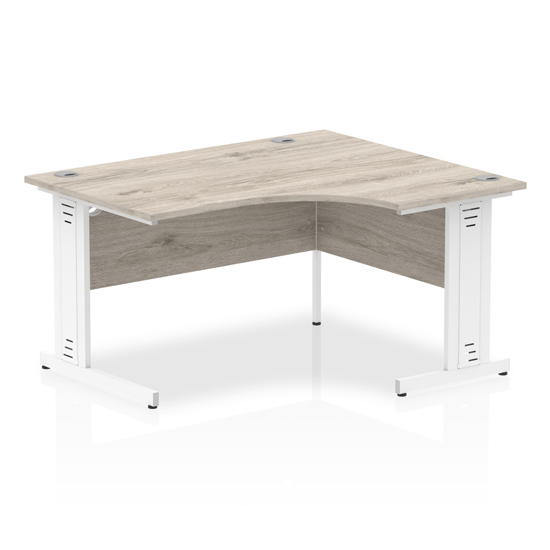 Isle 140cm Grey Right Computer Desk With White Managed Leg