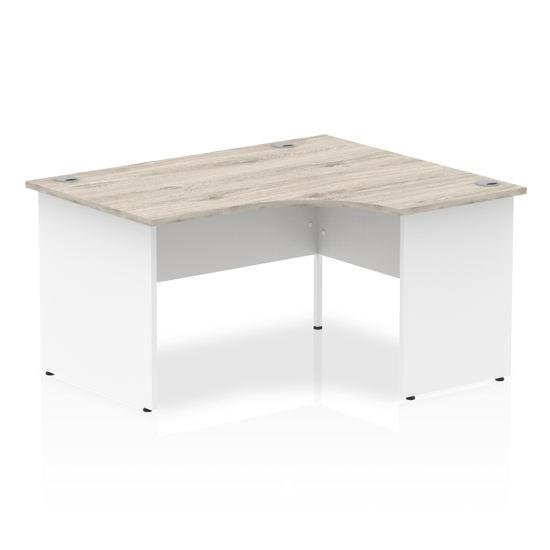 Isle 140cm Grey Oak Right Computer Desk With White Panel End Leg