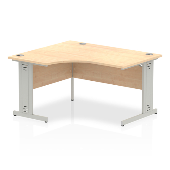 Isle 140cm Maple Left Computer Desk With Silver Managed Leg