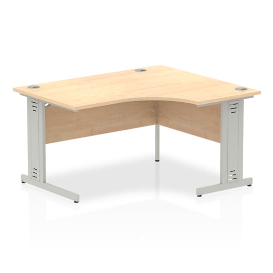 Isle 140cm Maple Right Computer Desk With Silver Managed Leg