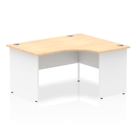 Isle 140cm Maple Right Computer Desk With White Panel End Leg