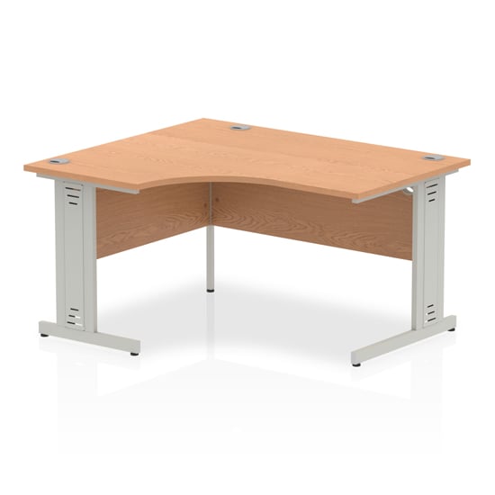 Isle 140cm Oak Left Computer Desk With Silver Managed Leg
