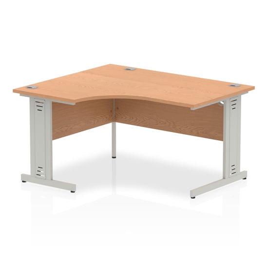 Read more about Isle 140cm oak left computer desk with silver managed leg