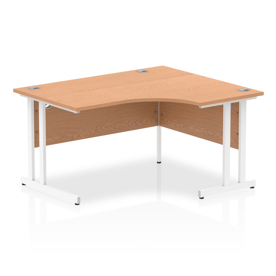 Isle 140cm Oak Right Computer Desk With White Cantilever Leg