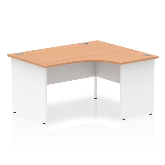 Isle 140cm Oak Right Computer Desk With White Panel End Leg