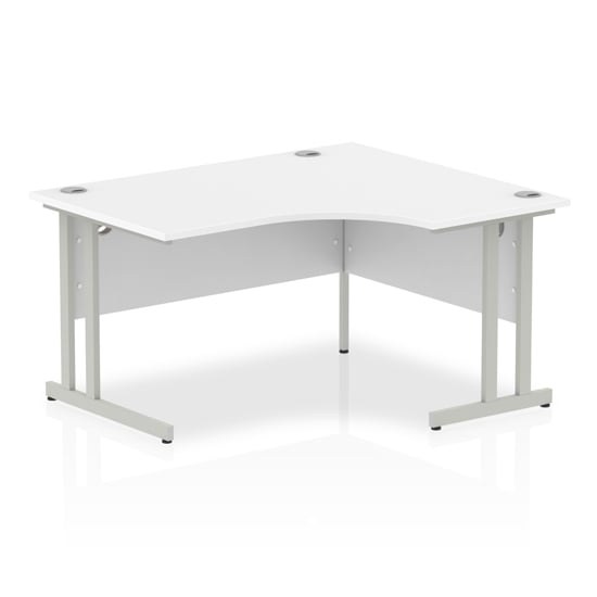 Isle 140cm White Right Computer Desk With Silver Cantilever Leg