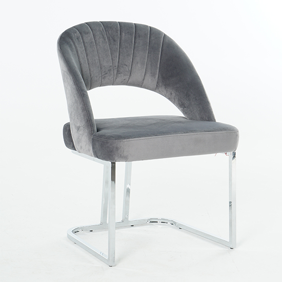 Isleworth Dark Grey Velvet Dining Chairs In Pair_2