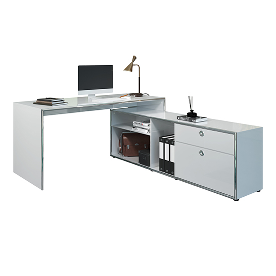 Isna Corner High Gloss Computer Desk In Light Grey_2