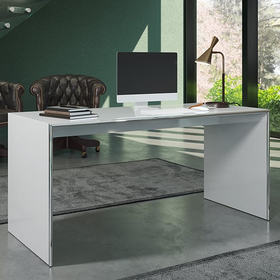 Isna High Gloss Computer Desk In Light Grey_1